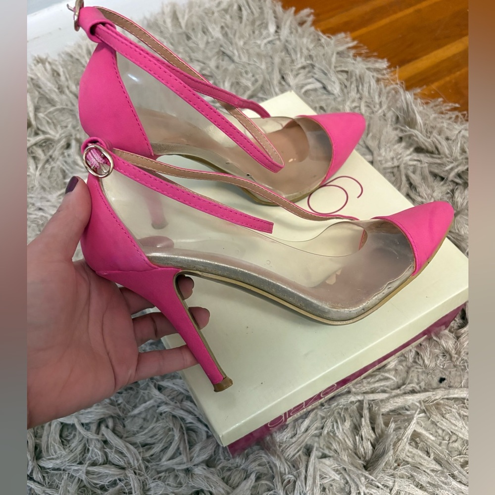 Glaze Elegant Pink and clear Stiletto pointy Heels